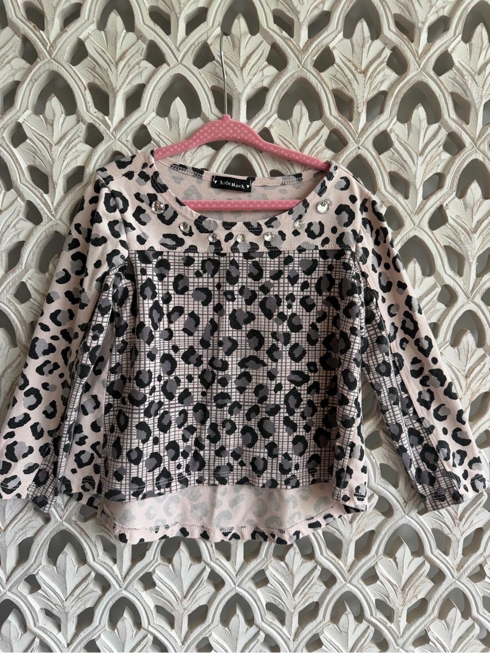 Kate Mack Leopard Print Top, girls size 5Y